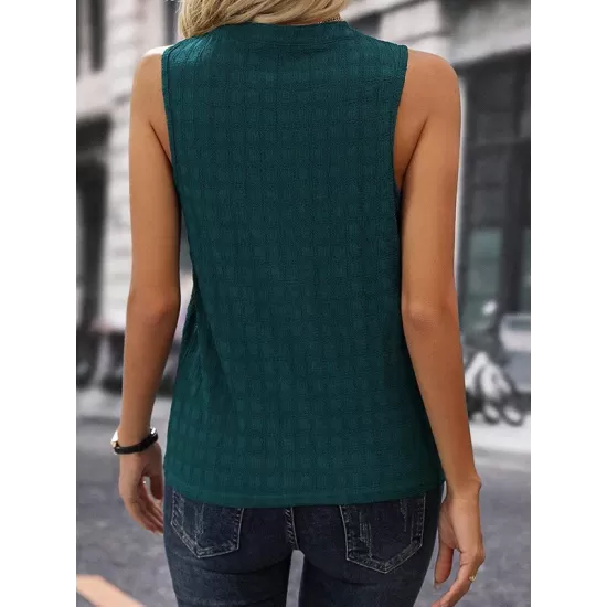 Solid Color Loose Sleeveless V-Neck Vest Top