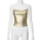 Shiny Solid Color Skinny Sleeveless Tube Vest Top