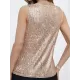 Sequined Shiny Solid Color Split-Joint Loose Sleeveless V-neck Vest Top