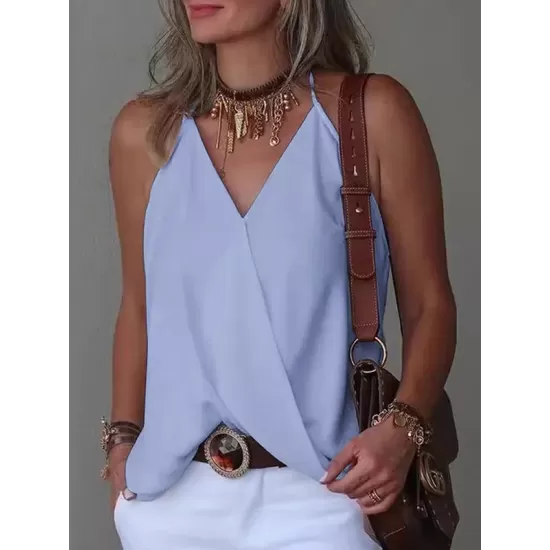 Solid Color Loose Sleeveless Spaghetti-Neck Vest Top