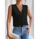 Layered Solid Color Loose Sleeveless V-Neck Vest Top