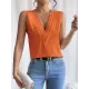 Layered Solid Color Loose Sleeveless V-Neck Vest Top