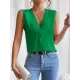 Layered Solid Color Loose Sleeveless V-Neck Vest Top