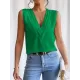 Layered Solid Color Loose Sleeveless V-Neck Vest Top