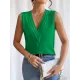 Layered Solid Color Loose Sleeveless V-Neck Vest Top