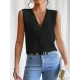 Layered Solid Color Loose Sleeveless V-Neck Vest Top