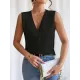 Layered Solid Color Loose Sleeveless V-Neck Vest Top