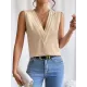 Layered Solid Color Loose Sleeveless V-Neck Vest Top