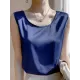 Solid Color Loose Sleeveless Round-Neck Vest Top