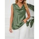 Solid Color Split-Joint Loose Sleeveless V-neck Vest Top