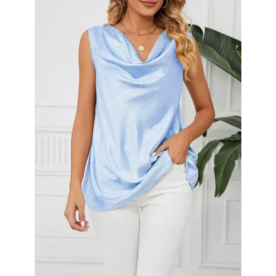 Solid Color Split-Joint Loose Sleeveless V-neck Vest Top