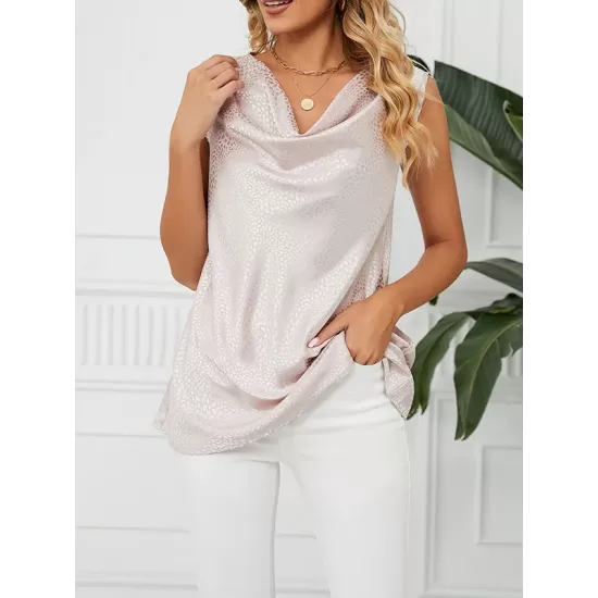 Solid Color Split-Joint Loose Sleeveless V-neck Vest Top