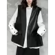 Buttoned Pockets Solid Color Loose Sleeveless V-neck Vest Outerwear