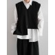 Asymmetric Buttoned Solid Color Loose Sleeveless V-Neck Vest Outerwear