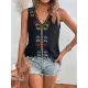 Embroidered Tasseled Loose Sleeveless V-Neck Vest Top