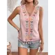 Embroidered Tasseled Loose Sleeveless V-Neck Vest Top