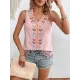 Embroidered Tasseled Loose Sleeveless V-Neck Vest Top