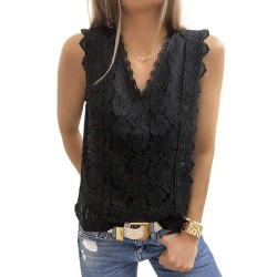 Original Lace Embroidered Solid Color Falbala Vest Top