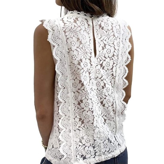 Original Lace Embroidered Solid Color Falbala Vest Top