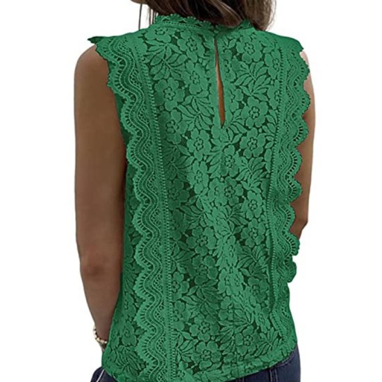 Original Lace Embroidered Solid Color Falbala Vest Top