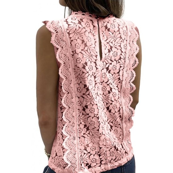 Original Lace Embroidered Solid Color Falbala Vest Top