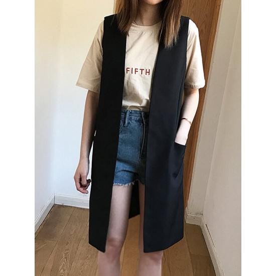 Casual Loose Long Split-Joint Sleeveless Vest