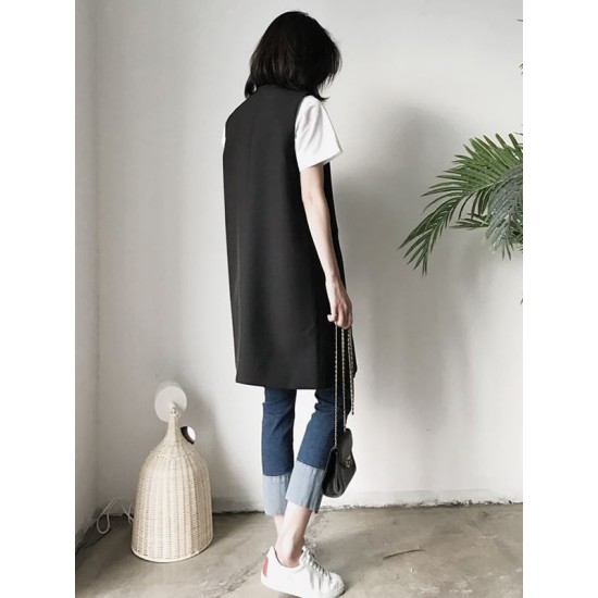 Casual Loose Long Split-Joint Sleeveless Vest