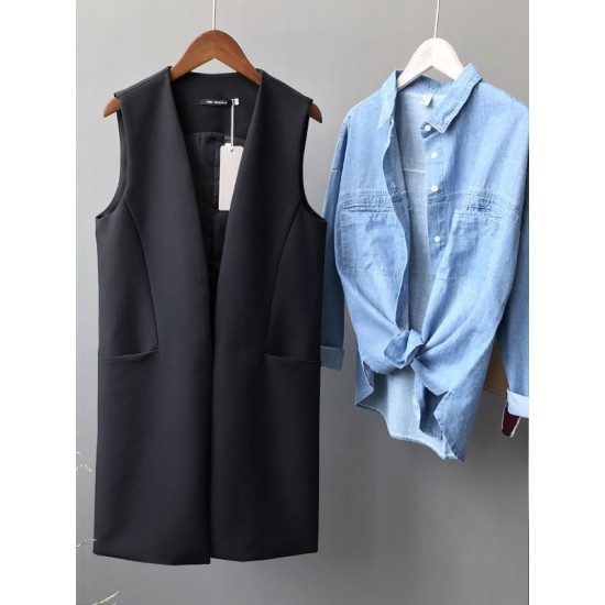 Casual Loose Long Split-Joint Sleeveless Vest