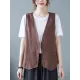 Simple Loose V-Neck Solid Color Vest