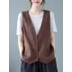 Simple Loose V-Neck Solid Color Vest