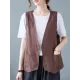 Simple Loose V-Neck Solid Color Vest