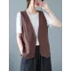 Simple Loose V-Neck Solid Color Vest