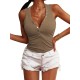 Casual Loose Solid Color Buttoned Skinny Knitting Vest Top