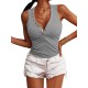 Casual Loose Solid Color Buttoned Skinny Knitting Vest Top