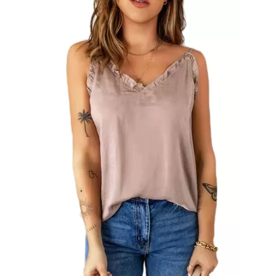 Casual Solid Color Falbala Camisole Vest Top