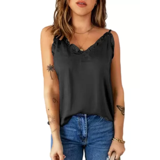 Casual Solid Color Falbala Camisole Vest Top