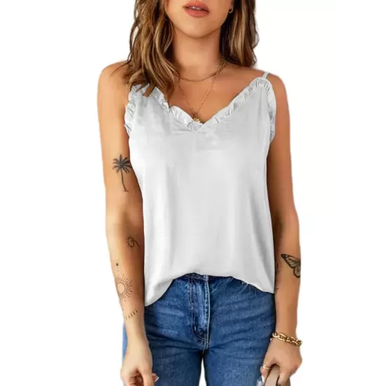 Casual Solid Color Falbala Camisole Vest Top