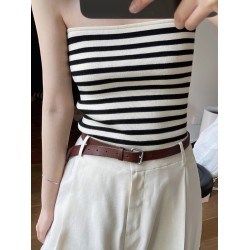 Simple Casual Striped Strapless Top