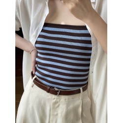 Simple Casual Striped Strapless Top