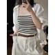 Simple Casual Striped Strapless Top