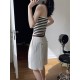 Simple Casual Striped Strapless Top