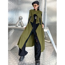 Casual Asymmetric Split-Joint Drawstring Vest Dress Outerwear