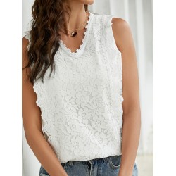 Original Lace Solid Color Loose Vest Top