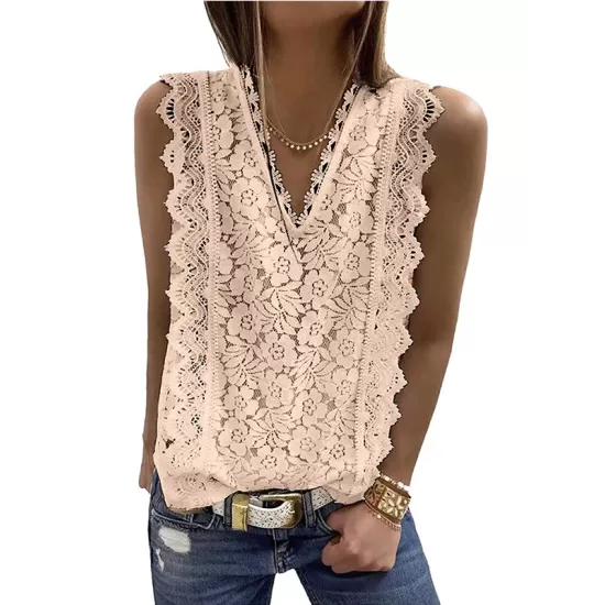 Original Lace Solid Color Loose Vest Top