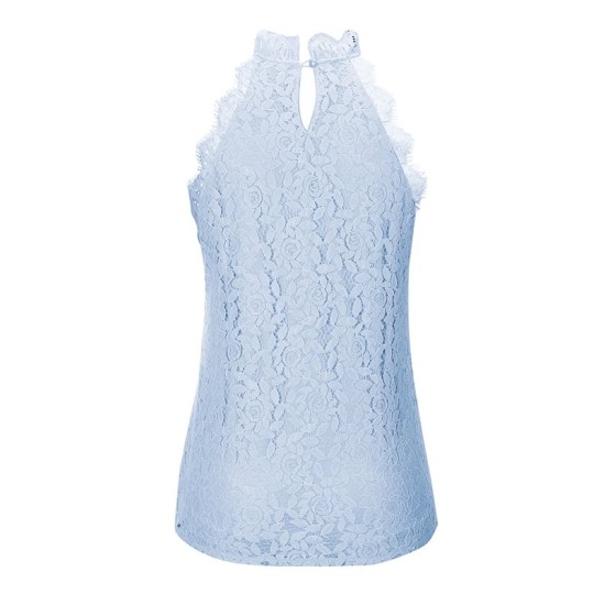 Original Lace Hollow Solid Color Halterneck Vest Top