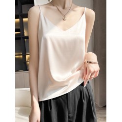 Simple Casual Solid Color Spaghetti-Neck Vest Top