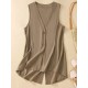 Artistic Retro Loose Ramie Cotton Buttoned Vest Outwear