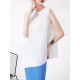 Simple Loose Sleeveless Pleated Asymmetric Solid Color Round-Neck Vest Top