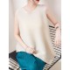 Simple Loose Sleeveless Pleated Asymmetric Solid Color Round-Neck Vest Top