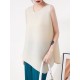 Simple Loose Sleeveless Pleated Asymmetric Solid Color Round-Neck Vest Top